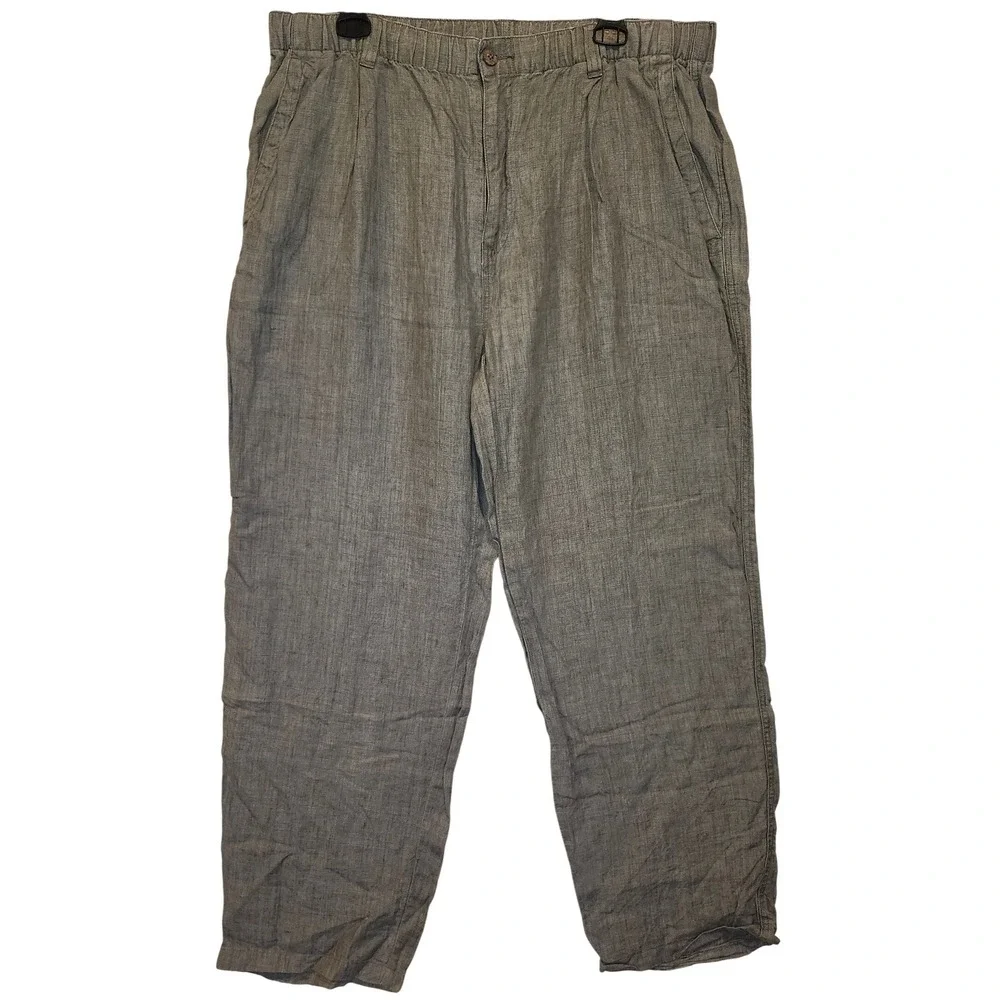 Tommy Bahama Mens Gray 100% Linen Elastic Waist Straight Leg Pants Size M